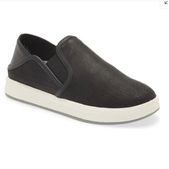 Olukai Ki'ihele leather slip on black casual everyday sneakers - Picture 1 of 8